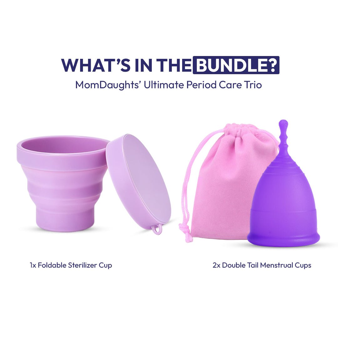 Ultimate Period Care Trio – 2 Menstrual Cups + Sterilizer - MomDaughts UAE